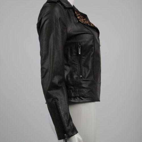 BCBG Calf Hair Trim Lamb Leather Moto Jacket W: Gunmetal Hardware NWOT