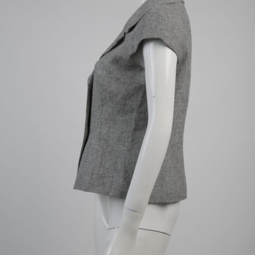 Calvin Klein Gray Tweed Double breasted Short Sleeve Jacket:Vest