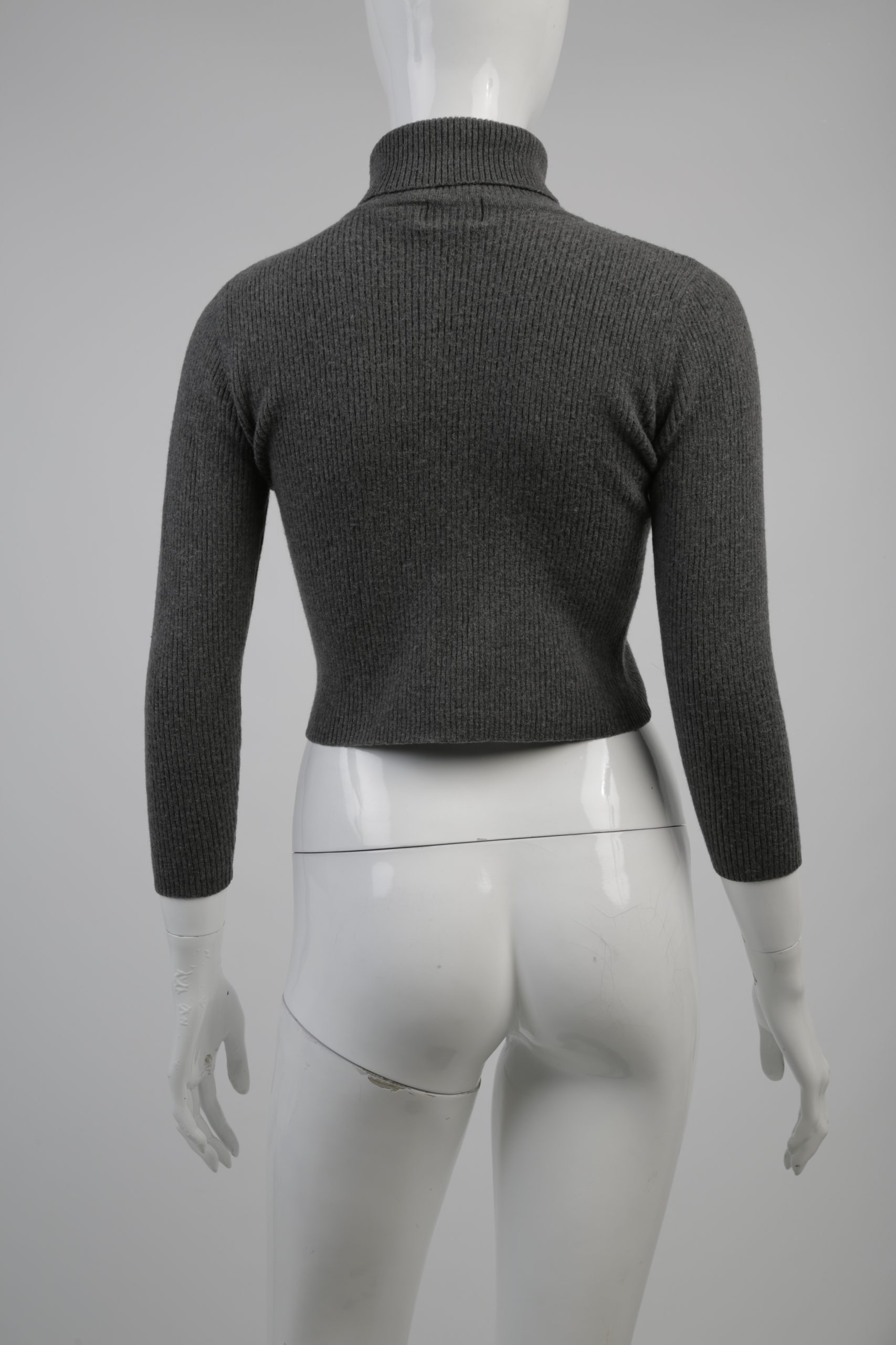 Liz Claiborne Collection Petite Cropped Gray Turtleneck 100% Woolmark wool (back)
