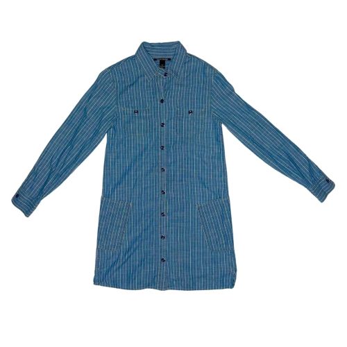 Blue Striped Button-Down Shirt Dress