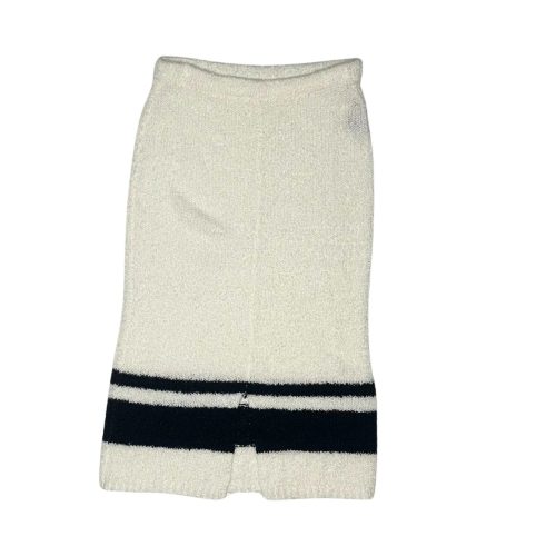 Cream Knit Pencil Skirt with Black Stripes