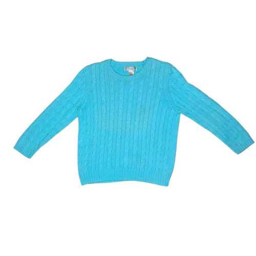 Aqua Cable Knit Crewneck Sweater
