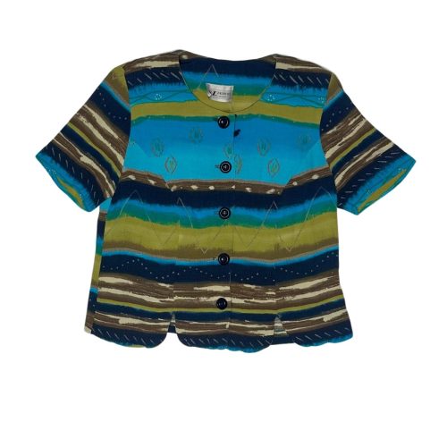 SL Fashions Striped Button-Front Blouse