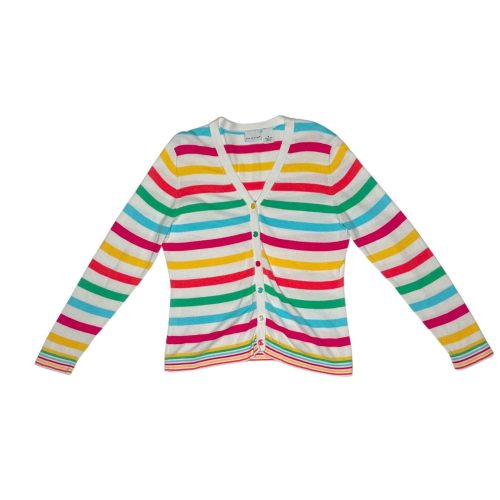 Rainbow Stripe Button-Front Cardigan