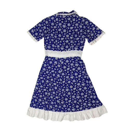 Blue Floral Prairie Dress with Eyelet Trim
