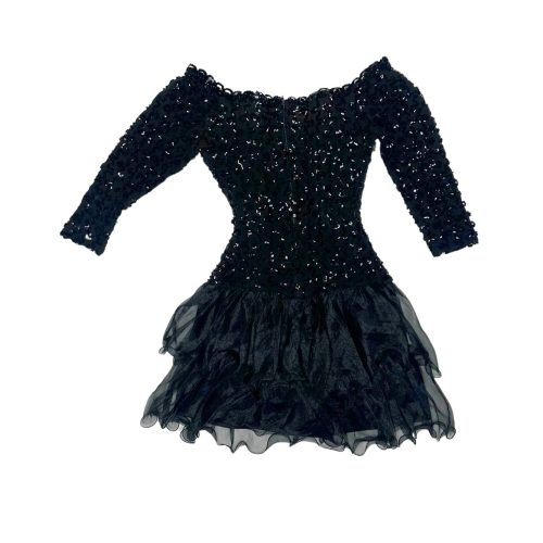 Black Sequin Organza Party Dress