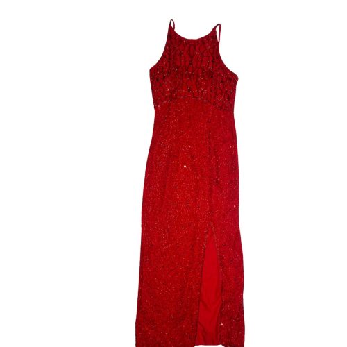 Red Beaded Evening Gown