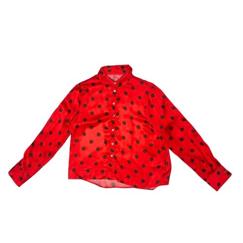 Red & Black Polka Dot Satin Blouse