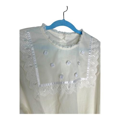 Vintage White Eyelet Lace Bib Blouse