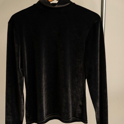 Express Tricot long sleeve turtleneck in black, soft stretch blend
