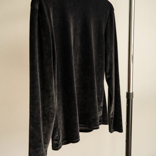 Express Tricot long sleeve turtleneck in black, soft stretch blend